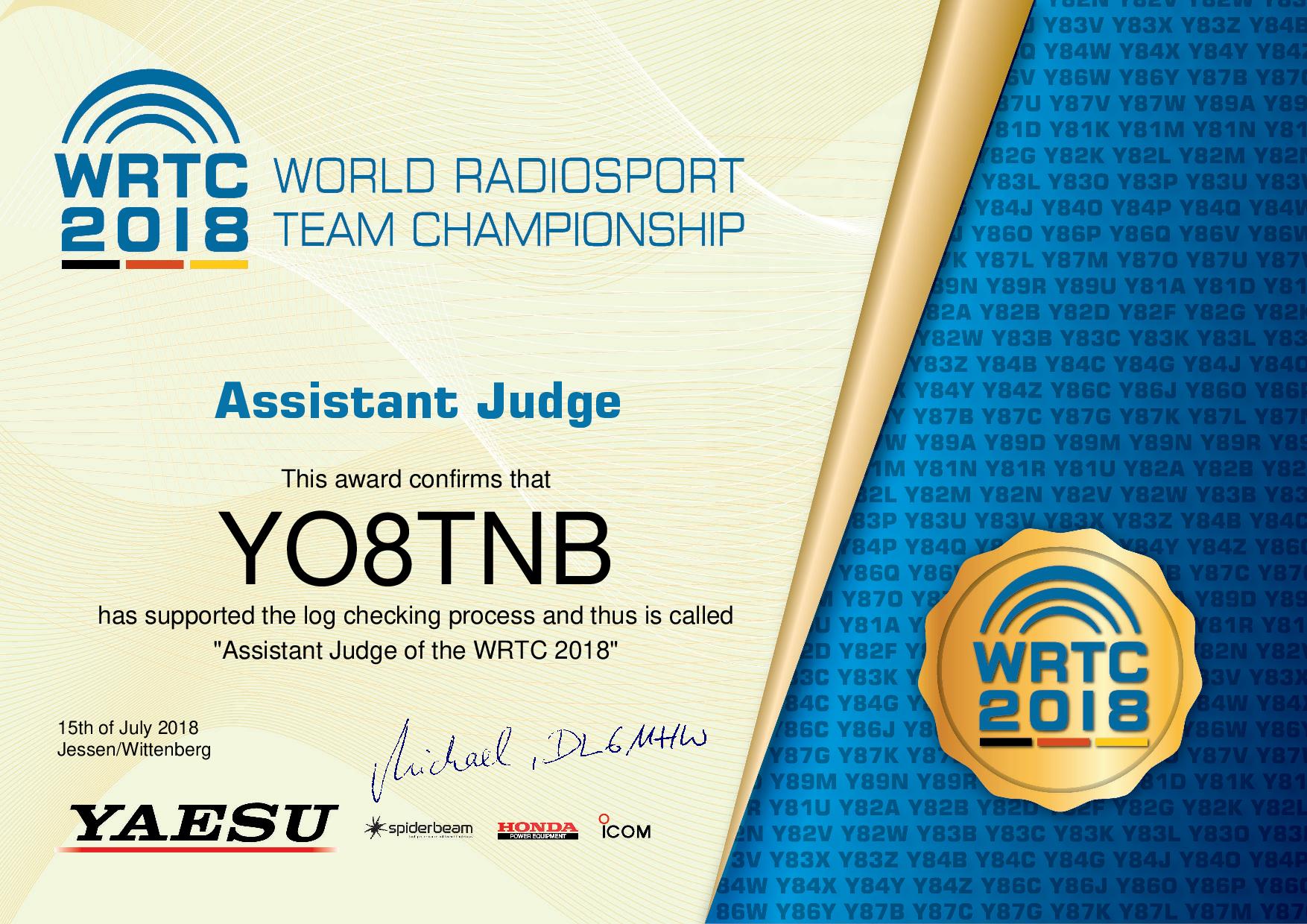 WRTC 2018 Assistant Judge