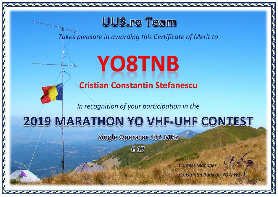 Marathon YO VHF-UHF Contest 432MHz 2019