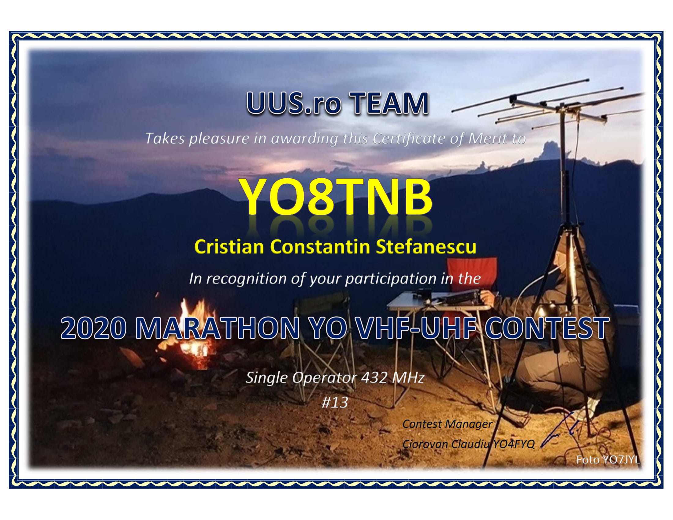 Marathon YO VHF-UHF Contest 432MHz 2020