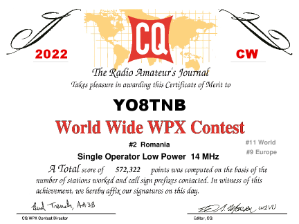 CQ WPX CW Certificate 2022